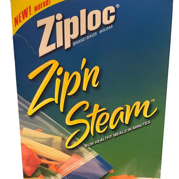Ziploc Zip’n Steam Large Bags 40 Count Box NEW Discontinued 3-5 Servings 10X10” - Picture 2 of 9